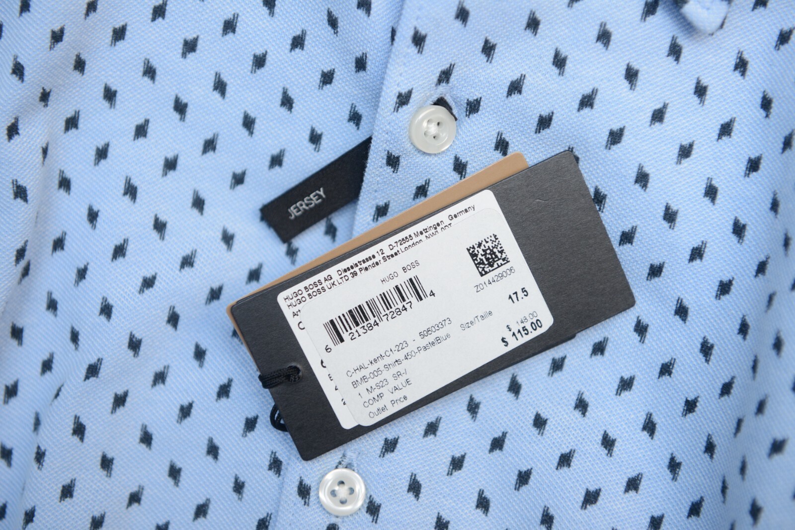 HUGO BOSS Uomo Hal Kent Casual Fit Blu Pastello Jersey Cotone Camicia 39 15.5 Item image 12