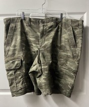George Canvas Green Camo Cargo Shorts Mens Size 46 Baggy Mid Rise Stretc... - $10.84