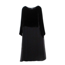 NWT Eileen Fisher Ballet Neck Duster in Black Velvet Silk Mixed Media Dress XS - £86.29 GBP