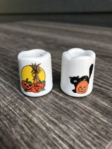 VTG Russ Berrie Taper Candle Stick Holders Set of 2 Halloween 1” Taiwan E9 - £9.18 GBP