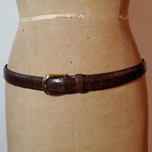 Cowhide Leather Belt Size L 36 - 40 Gold Buckle Dark Brown Unisex Men&#39;s Leater - £18.01 GBP