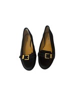 Michael Kors Women’s Loafers Size 6 Black Suede Gold Buckle Slip On Flats - €34,22 EUR