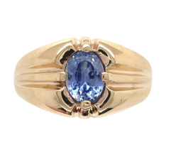 10k Yellow Gold 1.19ct Genuine Natural Sapphire Men's Ring Size 8.75 (#J6745) - $1,311.75