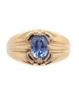 10k Yellow Gold 1.19ct Genuine Natural Sapphire Men&#39;s Ring Size 8.75 (#J... - $1,311.75