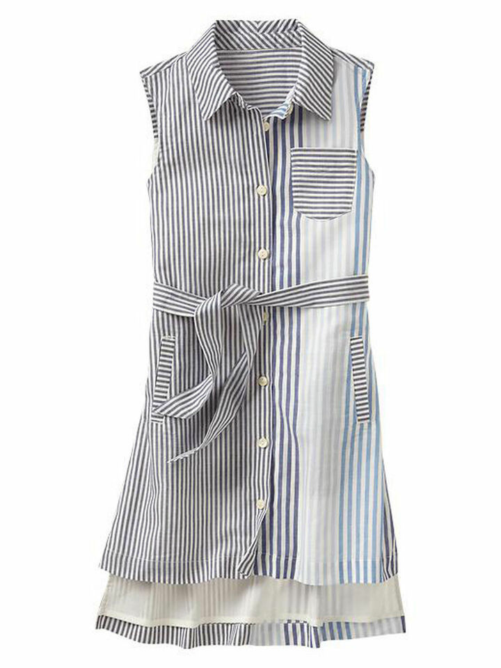 Primary image for New Gap Kids Girl Colorblock Blue Grey White Striped Sleeveless Shirt Dress 6 7