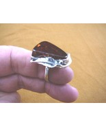 pr10-3) ORANGE AMBER triangle 925 Sterling SILVER Calla Lily RING size 1... - $101.47 CAD