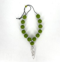 Green felt necklace with metal arrow pendant, textile art and metal bead stateme - £47.16 GBP