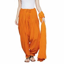 Women Cotton Traditional Patiala Salwar Free Size Chiffon Dupatta Dark Orange - £13.34 GBP