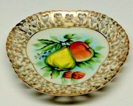 Ceramic Fruit Motif Trinket Dish Jewelry Holder Japan Decorative Collectible - £9.58 GBP