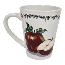 Country Apple Coffee Mug 14 oz Today&#39;s Home Vintage Stoneware Red Green White - £7.43 GBP