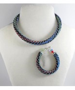 Jewelery set: beaded Necklace - Bracelet, Geometric-Floral Multicolored ... - $48.82 CAD