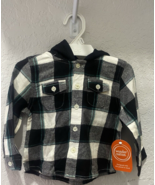 Wonder Nation black/white boys long sleeve button up hooded flannel shir... - €7,86 EUR