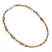 Natural Smoky Quartz Peridot Carnelian Gemstone Smooth Beads Necklace 17&quot; UB6685 - £7.84 GBP