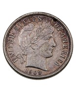 1908-S 10C Barber Dime in XF Condition, Light Toning - $1,406.83 MXN