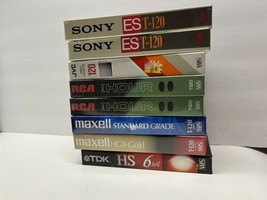 Lot of 8 Mixed Blank VHS Tapes New Sealed JVC Sony Maxell TDK All T 120 ... - £15.60 GBP