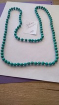 Simulate turquoise Costume long beaded ball handcrafted women&#39;s necklace... - $22.00