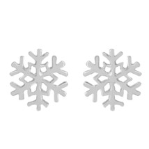 Winter Wonderland Graceful Snowflake Sterling Silver Stud Earrings - £10.04 GBP