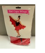 Halloween Bat Wings Black Red Glitter Cape Accessory Costume- OS - $18.81