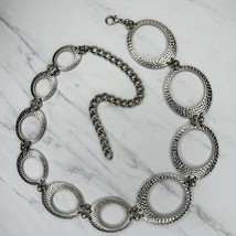 Chunky Silver Tone Hammered Metal Chain Link Belt Size Small S Medium M - $16.82