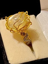OOAK Handcrafted, Wire Wrapped Cabochon w/ Braided Band Ring - £19.98 GBP