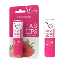 Olivia Strawberry Fab Lip Balm with Jojoba Oil &amp; Vitamin-E - 4.3g (Pack of 1) - £8.21 GBP