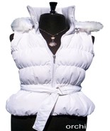 Cache Faux Fur Hoodie Vest Jacket Top New Quilted Down Filled Self-Belt ... - £53.25 GBP