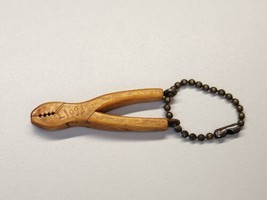 Vintage Mini Working 2½&quot; Wood Pliers on  Keychain Engraved - $8.09