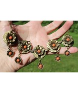 LIDZ BROS. NYC authentic ANTIQUE or VINTAGE USA gold tone necklace bib B... - $84.99