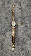 Elgin EG8074 Diamond Cut Half Bangle Watch MOP Dial GoldTone - Needs Bat... - $17.99