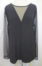 NWT DKNY black sheer sleeves and neckline blouse top Sz L MSRP $69 - £31.46 GBP