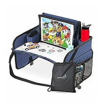 Kids Foldable Storage Organizer Desk Travel Tray with Bag for Toddler - Blue - £23.97 GBP