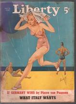 Liberty 7/13/1940- pre WWII era-Bishoff swimsuit cover-Hitler-pulp fiction-G/VG - £40.31 GBP