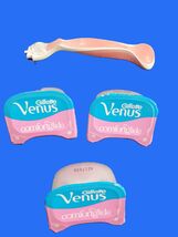 Gillette Venus ComfortGlide Womens Razor Handle Pink White w/ 3 Refill C... - $11.95