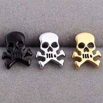 Mens Punk Gothic Pirate Skull Stud Earrings Biker Jewelry Stainless Steel 2Pcs - £7.18 GBP