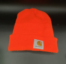 Carhartt Knit Cuffed Beanie Orange Acrylic Watch Hat Winter Cap Visibility - £11.07 GBP