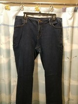 Faded Glory Dark Blue Denim Women&#39;s Spandex  Straight Leg Stretch Jeans 18A - $17.82