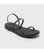 Universal Thread Women&#39;s Tommie Triple Strap Sandals Size 8.5 Black New - $16.44