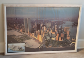 Vintage Framed NYC New York City Skyline Poster And Post Card 26 x 38 - £59.20 GBP