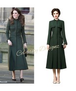 Kate Middleton Inspired Green High Neck Military-style Structured Longli... - $219.50 CAD