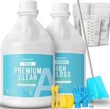 Janchun 1 Gallon Epoxy Resin Kit, Crystal Clear Table Top Epoxy Resin,, Molds - £47.92 GBP