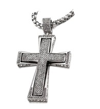 Mens Womens Large Steel Cross Pendant and - £69.22 GBP