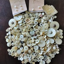 11 Oz Antique Vintage MOP Shell Buttons Round Various Sizes- White  - Ol... - £14.19 GBP