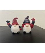 New Patriotic Gnome With Stars Salt &amp; Pepper Shakers USA Americana JULY 4TH - $283.25 MXN