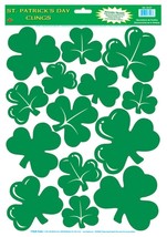 St Patrick&#39;s Lucky Irish GREEN SHAMROCKS Window Clings Holiday Luck Deco... - $3.77