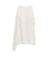 HELMUT LANG Womens Blouse Side Drape Solid Ivory Size S H04HW506 - £148.18 GBP