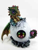 Green Baby Dragon Hatching From Egg with Gem Collectible Figurine Statue... - $18.56