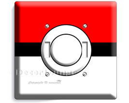 Pokemon red white Poke Ball inspired double light switch wall plate cover boys g - £12.52 GBP