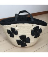TOCCA Black Straw Tote Basket Bag Woven Natural Handbag Purse MBc0037 - $2,643.14 MXN