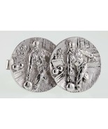 Fenwick &amp; Sailors 1950s Novely Bowling High Relief Sterling Silver Cuffl... - $98.00