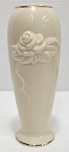 Set Of 2 Vtg Lenox Rose Cream Bud Vase 7.5&quot;&amp;6&quot; Gold Trim - $19.35